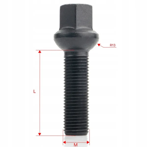 Getmann Śruba - M12x1.50 - 47mm - czarna - stożek