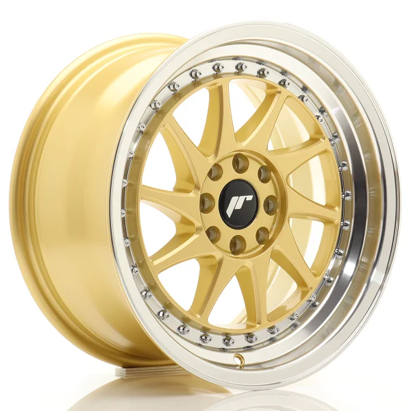 JR Wheels JR26 17x8 ET20-35 BLANK Gold w/Machined Lip