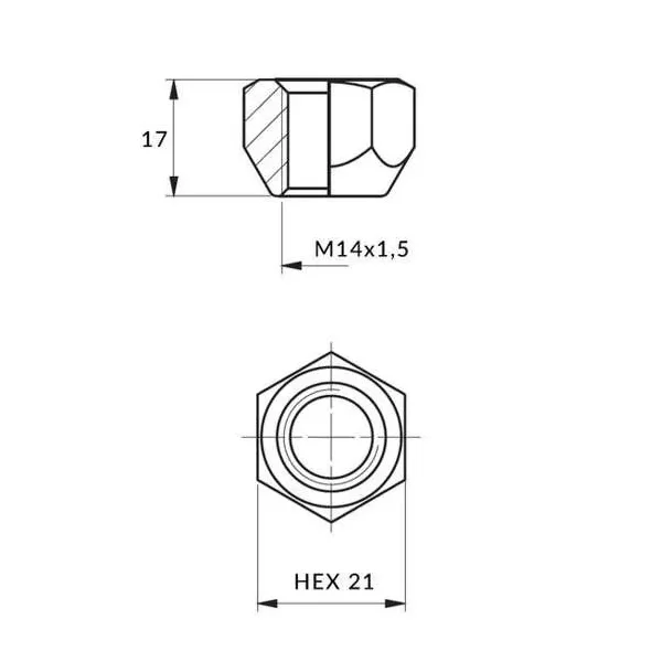 Nakrętki do felg stalowych, kół - m14x1,5 / ocynk - (otwarta bez kołnierza)